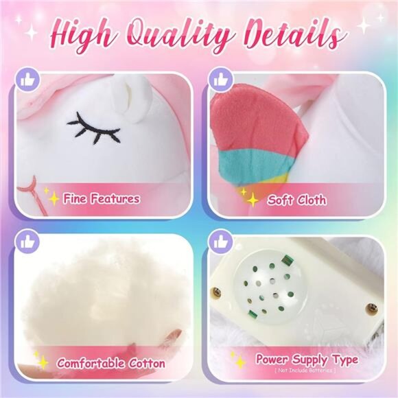 12'' Light up Unicorn Stuffed Animal Soft Plush Toy with Colorful LEDNight Light - Picture 6 of 7